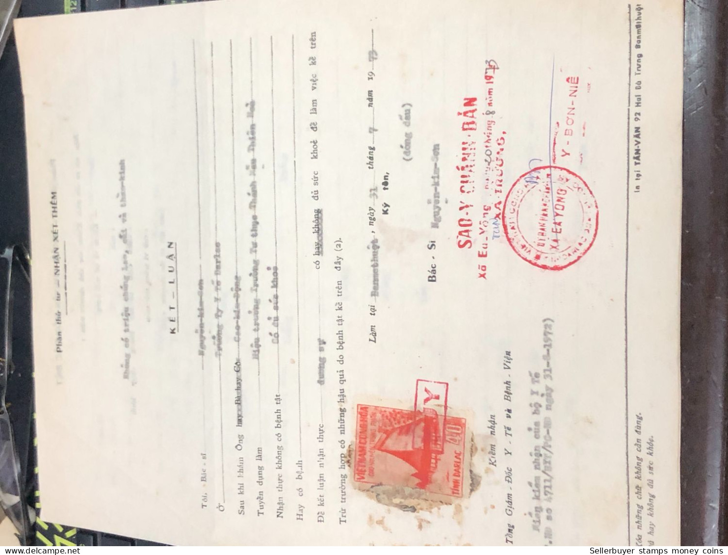 Viet Nam Suoth Old Documents That Have Children Authenticated Before 1975 PAPER Have Wedge (40$ Darlac 1973)QUALITY:GOOD - Collections