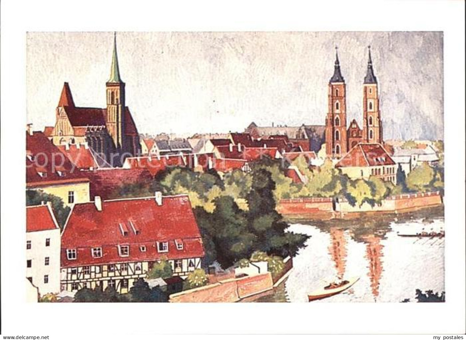 72519736 Breslau Niederschlesien Dominsel Kuenstlerkarte Breslau Niederschlesien - Poland