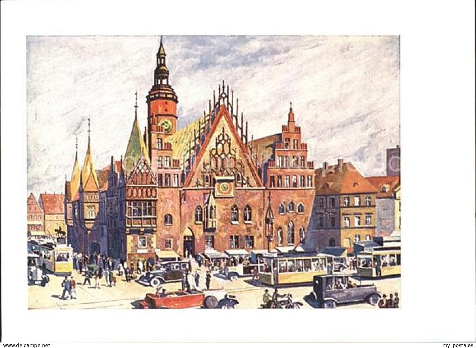 72519732 Breslau Niederschlesien Rathaus Kuenstlerkarte Breslau Niederschlesien - Polen
