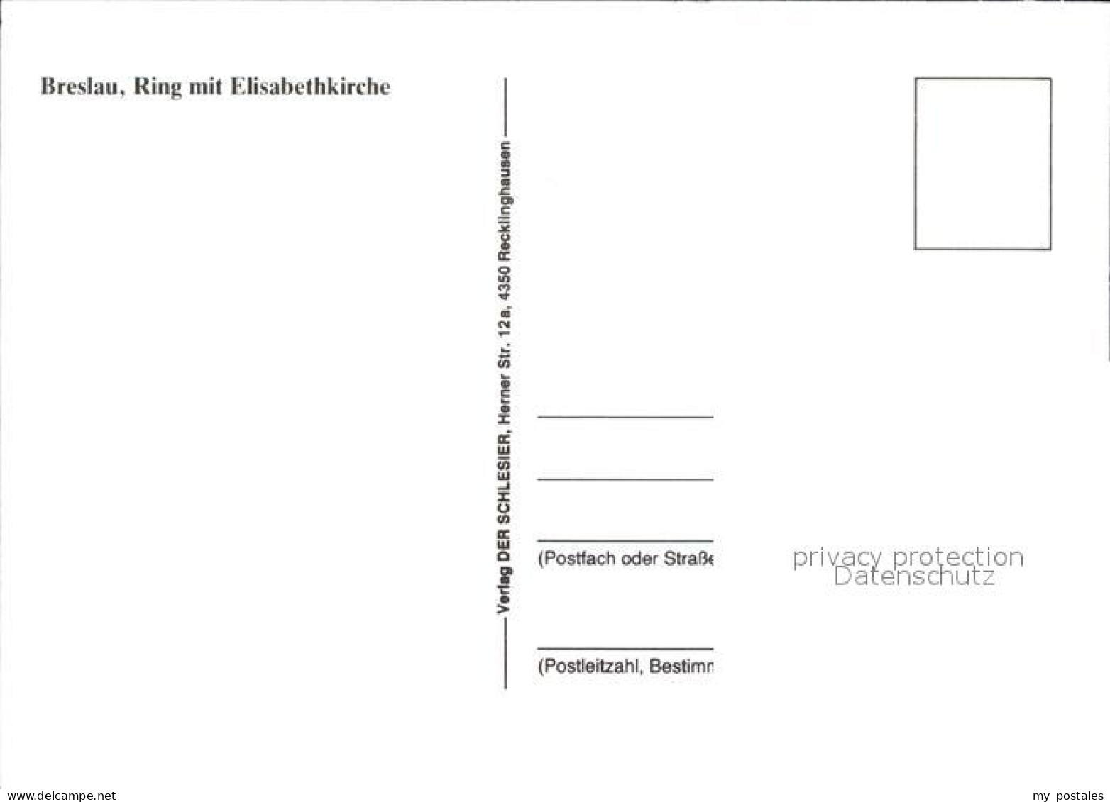 72519730 Breslau Niederschlesien Ring Mit Elisabethkirche Kuenstlerkarte Breslau - Poland