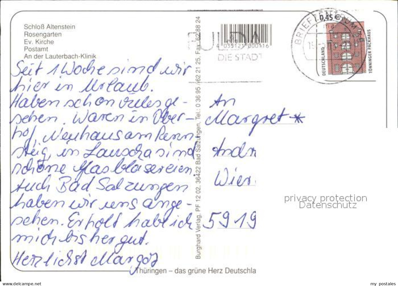 72519591 Bad Liebenstein Schloss Altenstein Rosengarten Evangelische Kirche Post - Bad Liebenstein