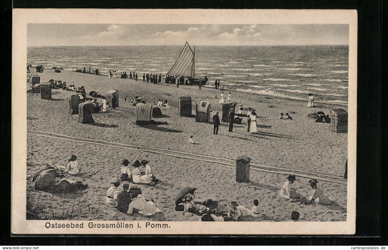 AK Grossmöllen / Ostsee, Strandpartie  - Pommern