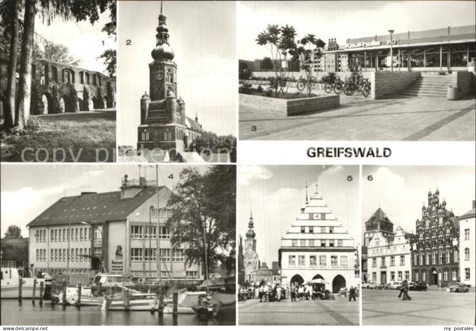 72519204 Greifswald Klosterruine Eldena Dom Sankt Nikolai HO Kaufhalle Rathaus G - Greifswald