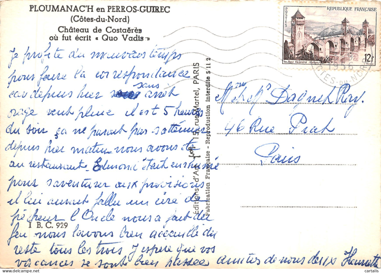 22-PLOUMANACH-CHÂTEAU DE COSTAERES-N 588-B/0327 - Ploumanac'h
