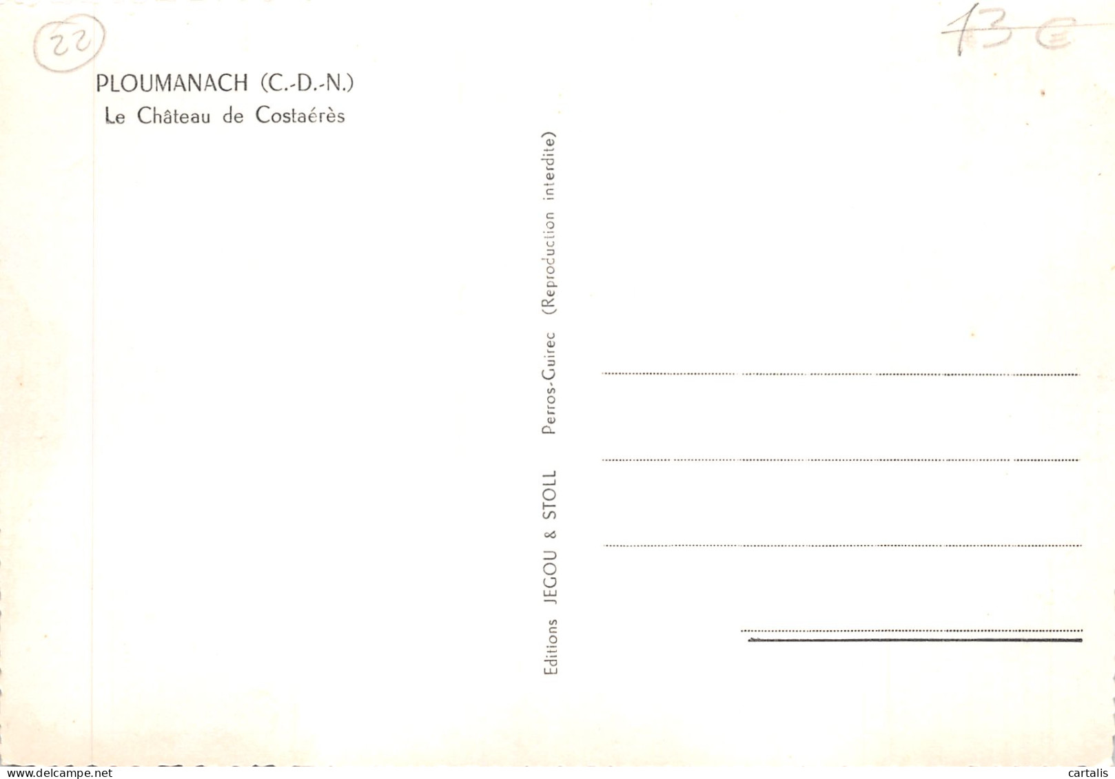 22-PLOUMANACH-CHÂTEAU DE COSTAERES-N 588-B/0269 - Ploumanac'h