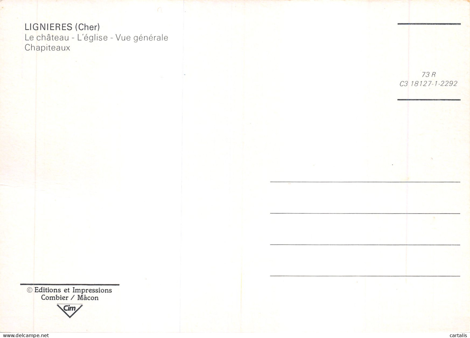 18-LIGNIERES-N 587-D/0383 - Other & Unclassified