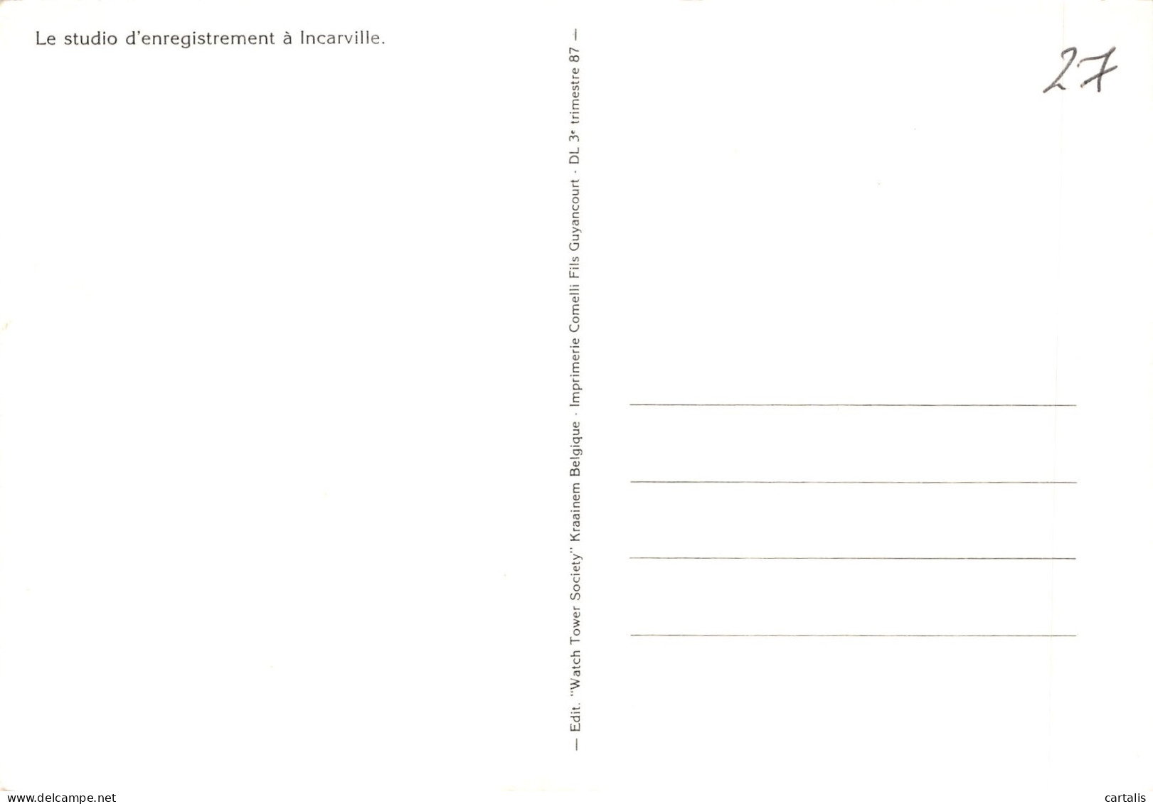 27-INCARVILLE-STUDIO D ENREGISTREMENT-N 588-D/0177 - Autres & Non Classés