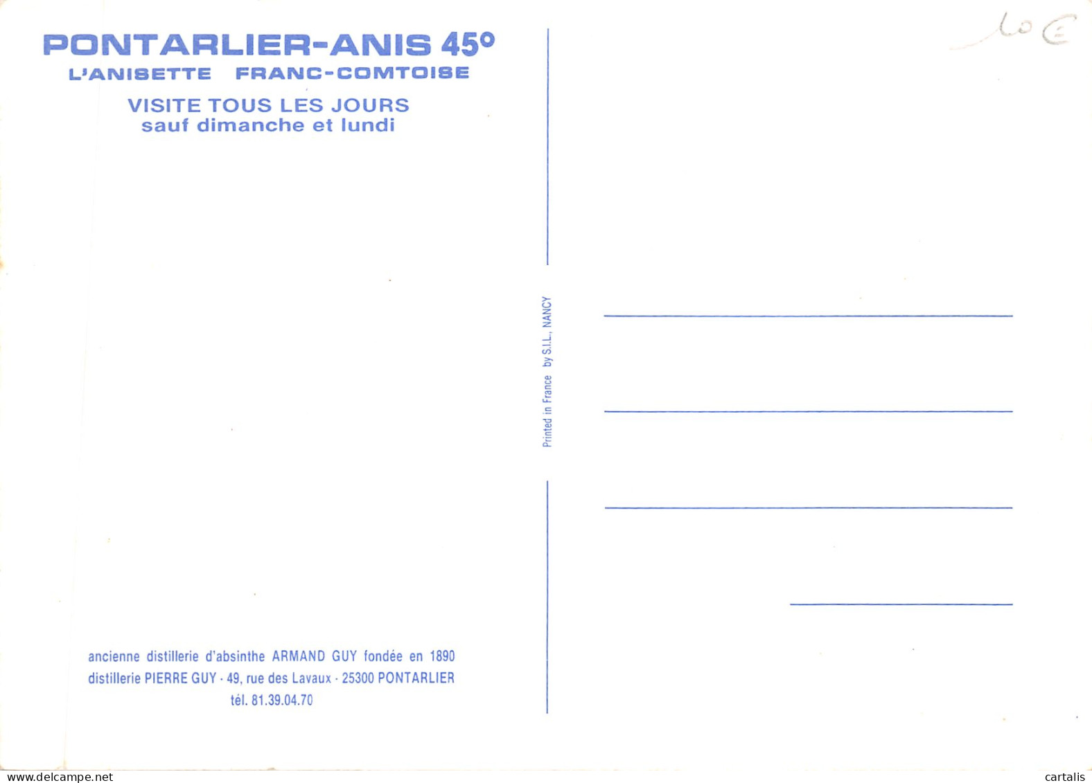 25-PONTARLIER-ANISETTE FRANC COMTOISE-N 588-C/0251 - Pontarlier