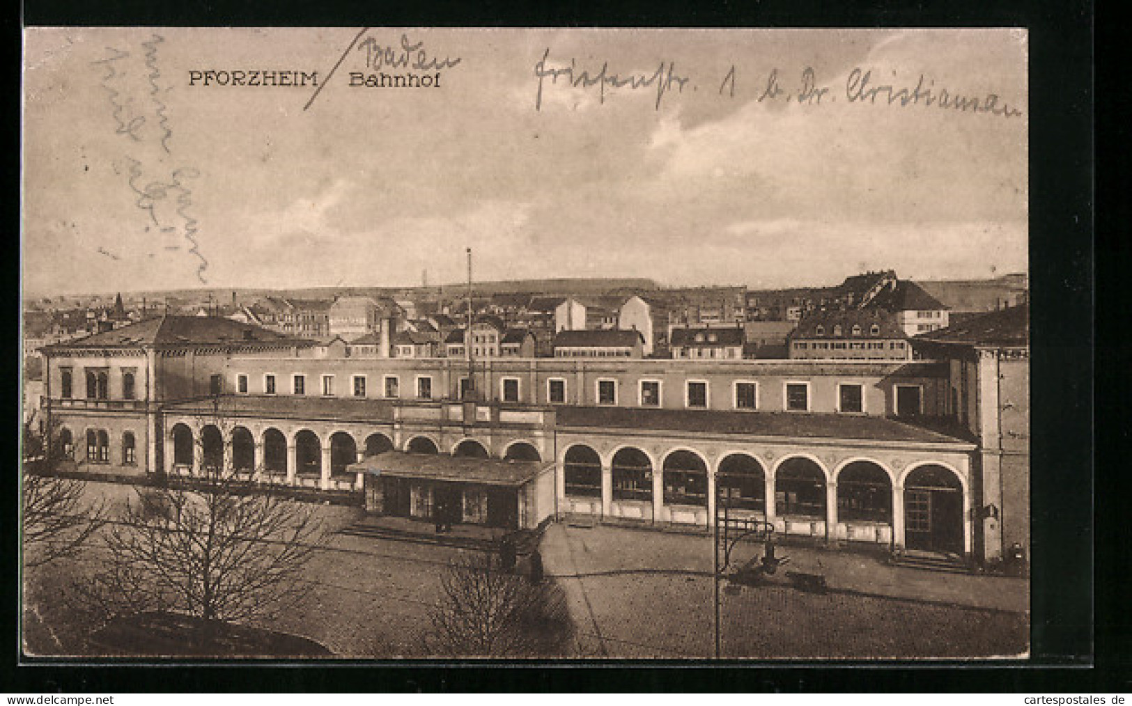 AK Pforzheim, Bahnhofsgebäude Aus Der Vogelschau  - Pforzheim