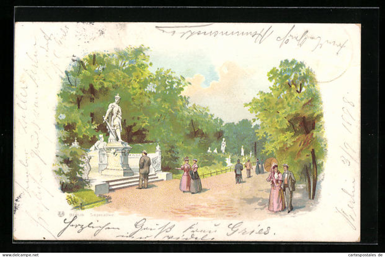 Lithographie Berlin-Tiergarten, Denkmal In Der Siegesallee  - Dierentuin