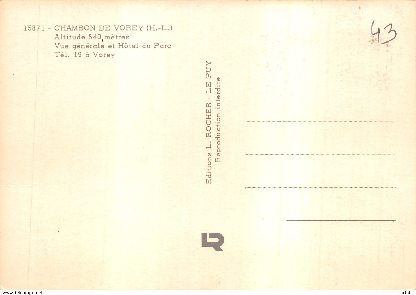 43-CHAMBON DE VOREY-N 590-C/0087 - Other & Unclassified