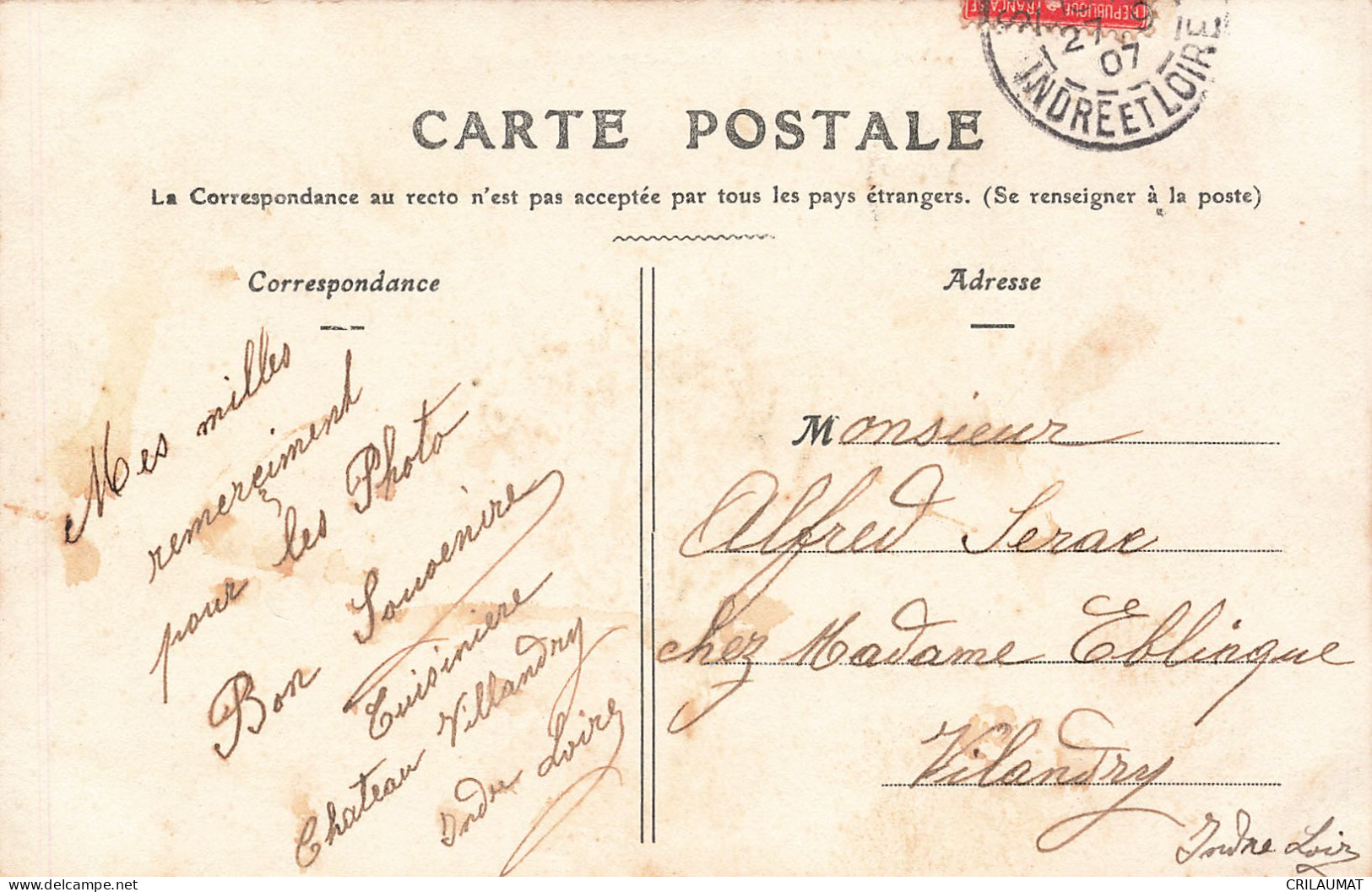 37-VILLANDRY-N°T5311-B/0301 - Autres & Non Classés