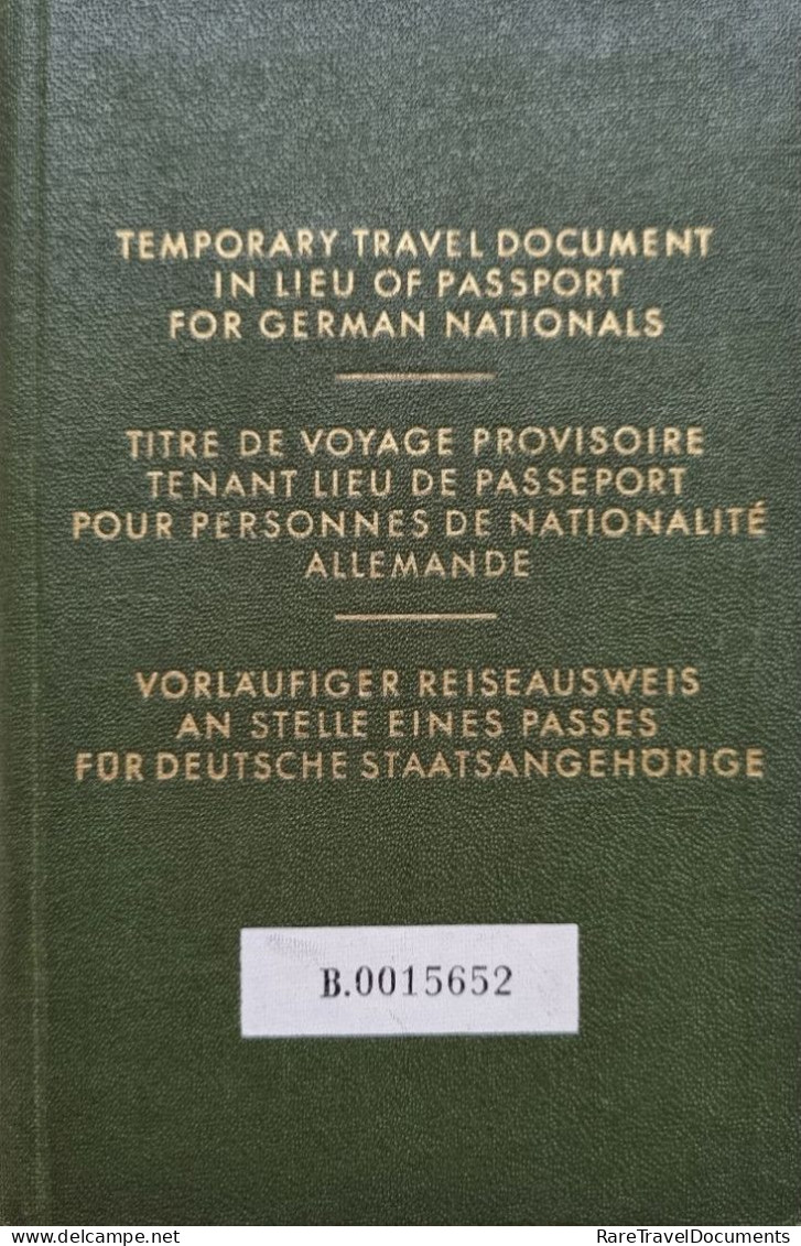 Passport Reisepass Passeport Germany 1957 -  Rare Type - Condition! - FREE SHIPPING! - Historical Documents