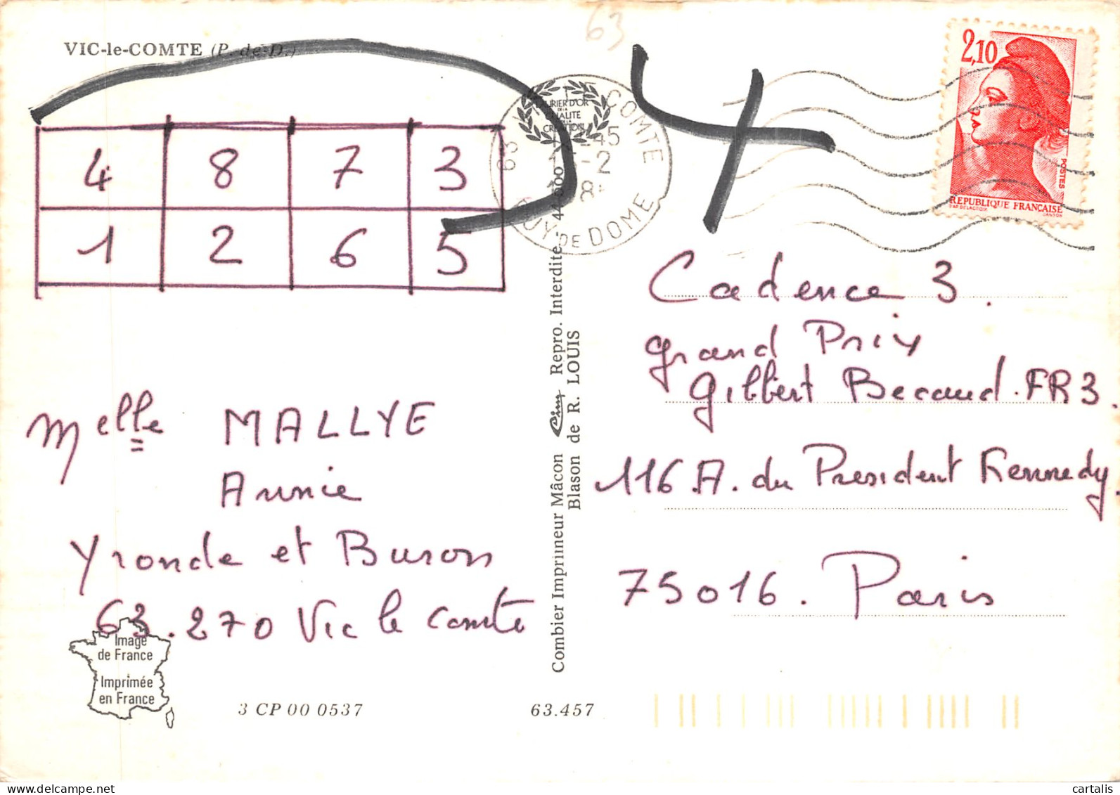 63-VIC LE COMTE-N 591-D/0125 - Vic Le Comte