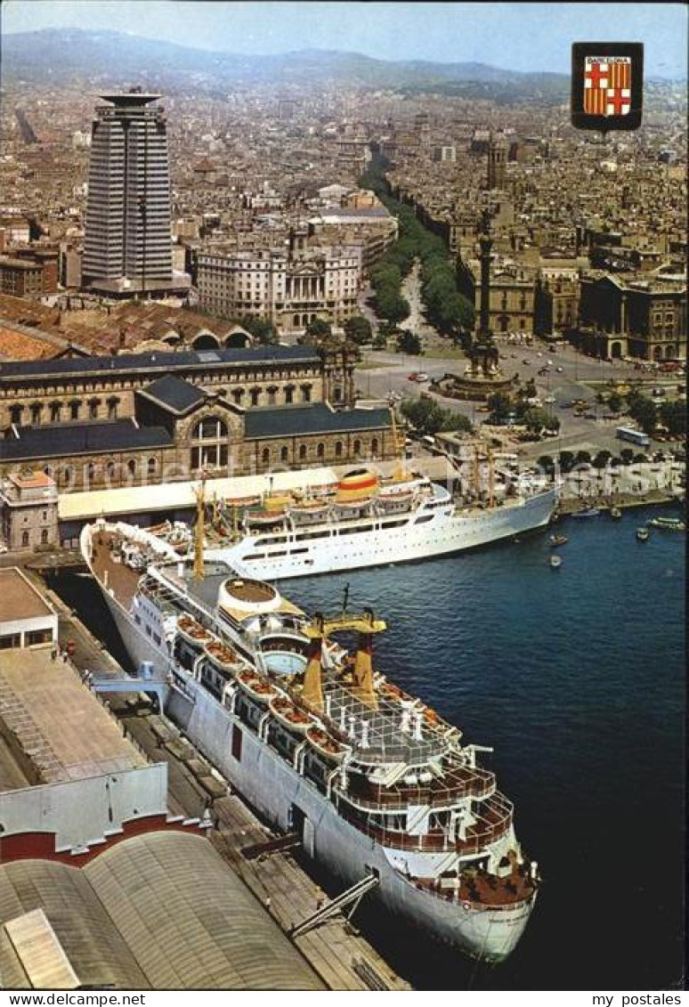 72518113 Barcelona Cataluna Puerta De La Paz Hafen Passagierschiff  - Autres & Non Classés