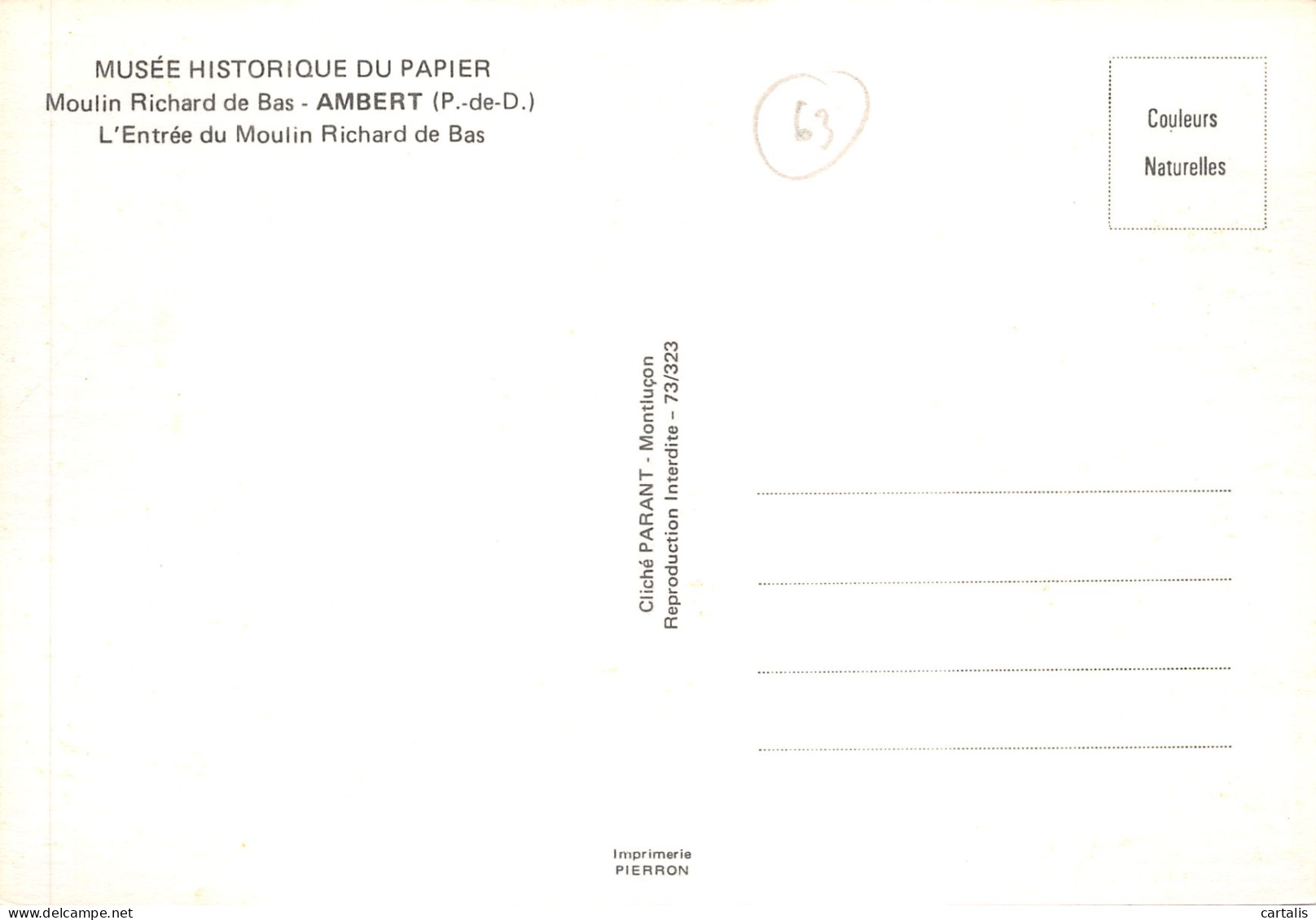 63-AMBERT-MUSEE HISTORIQUE DU PAPIER-N 591-D/0395 - Ambert