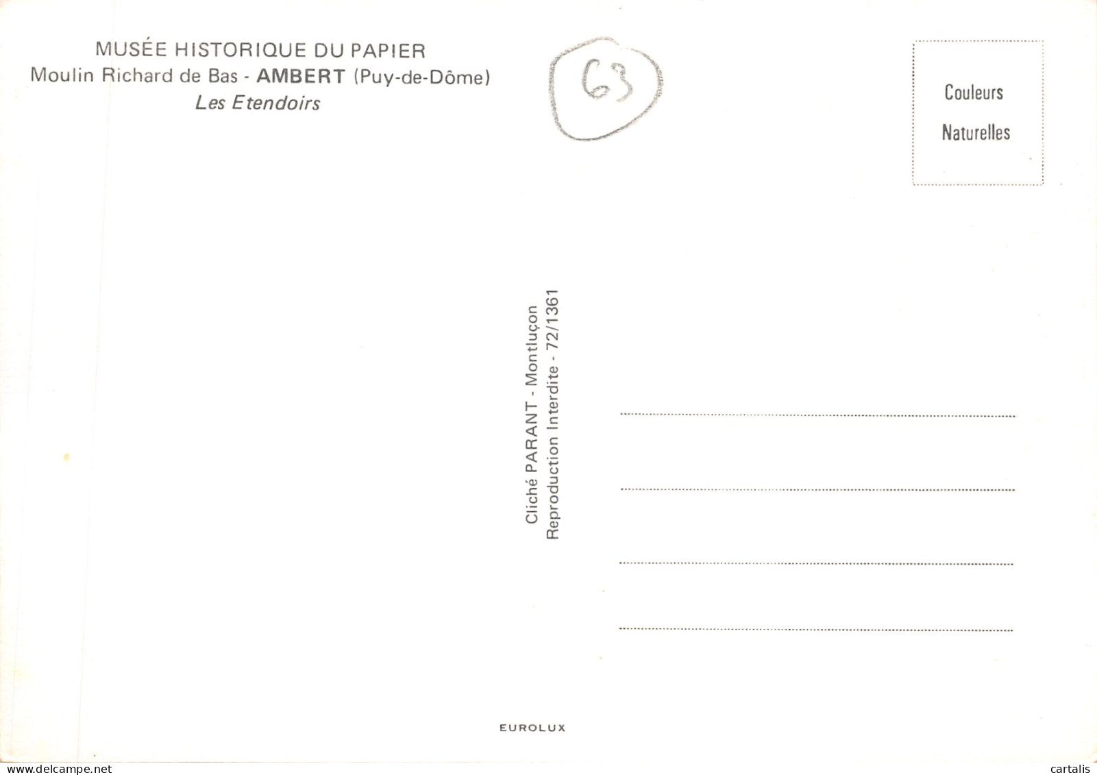 63-AMBERT-MUSEE HISTORIQUE DU PAPIER-N 591-D/0359 - Ambert