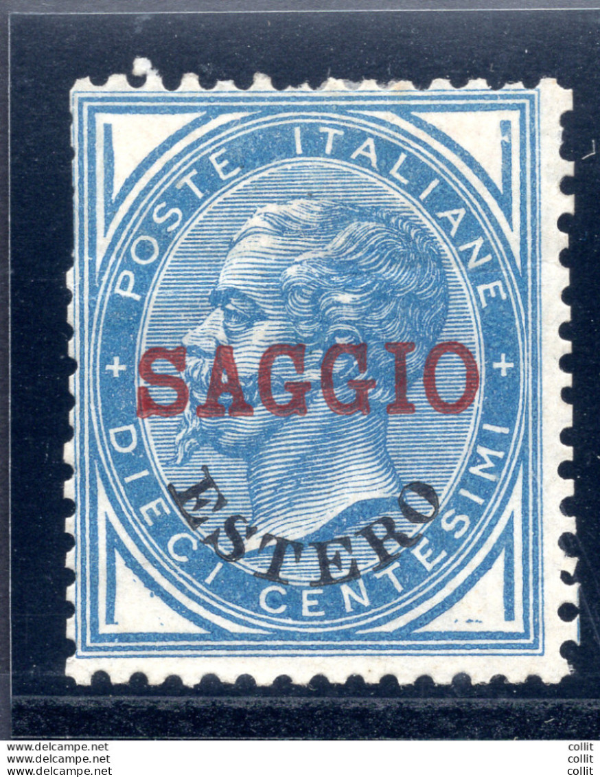 Levante Italiano-Vitt.Emanuele II Cent.10 Azzurro Soprastampa A Mano Saggio - Ortsausgaben/Autonome A.