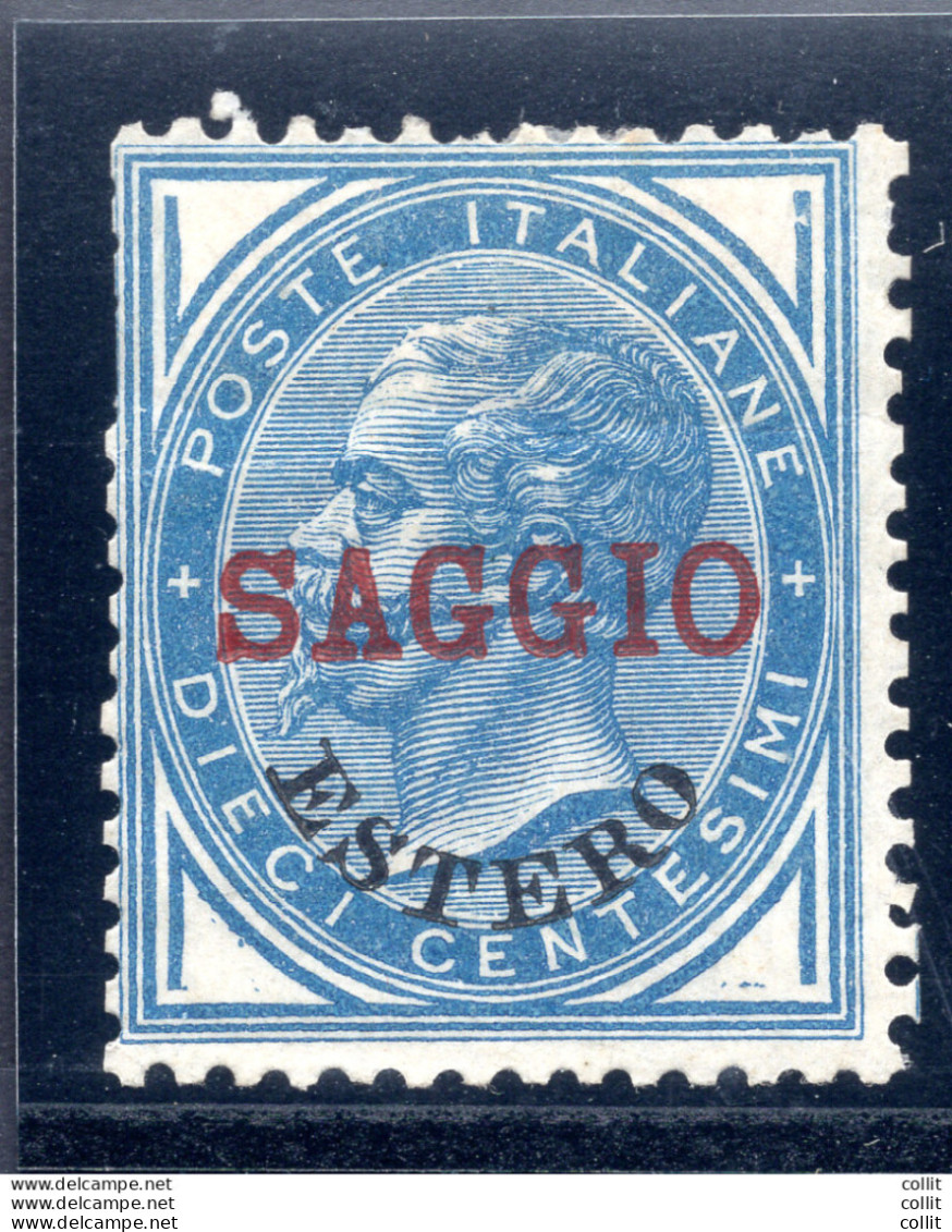 Levante Italiano-Vitt.Emanuele II Cent.10 Azzurro Soprastampa A Mano Saggio - Emissions Locales/autonomes