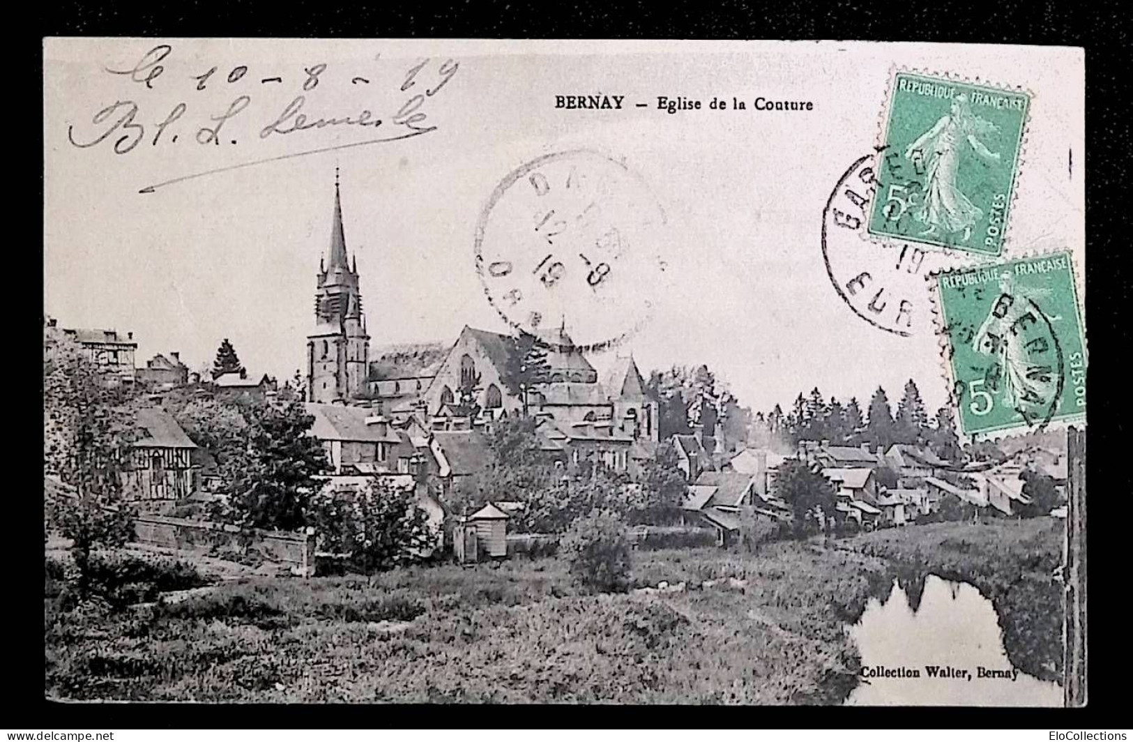 Cp,27, Bernay, église De La Couture, Voyagée 1919 - Bernay