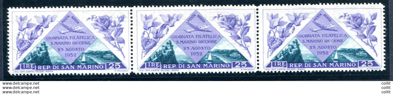 Posta Aerea "Giornata Filatelica" Lire 25 Varieta' Filigrana Lettere 9/10 - Unused Stamps