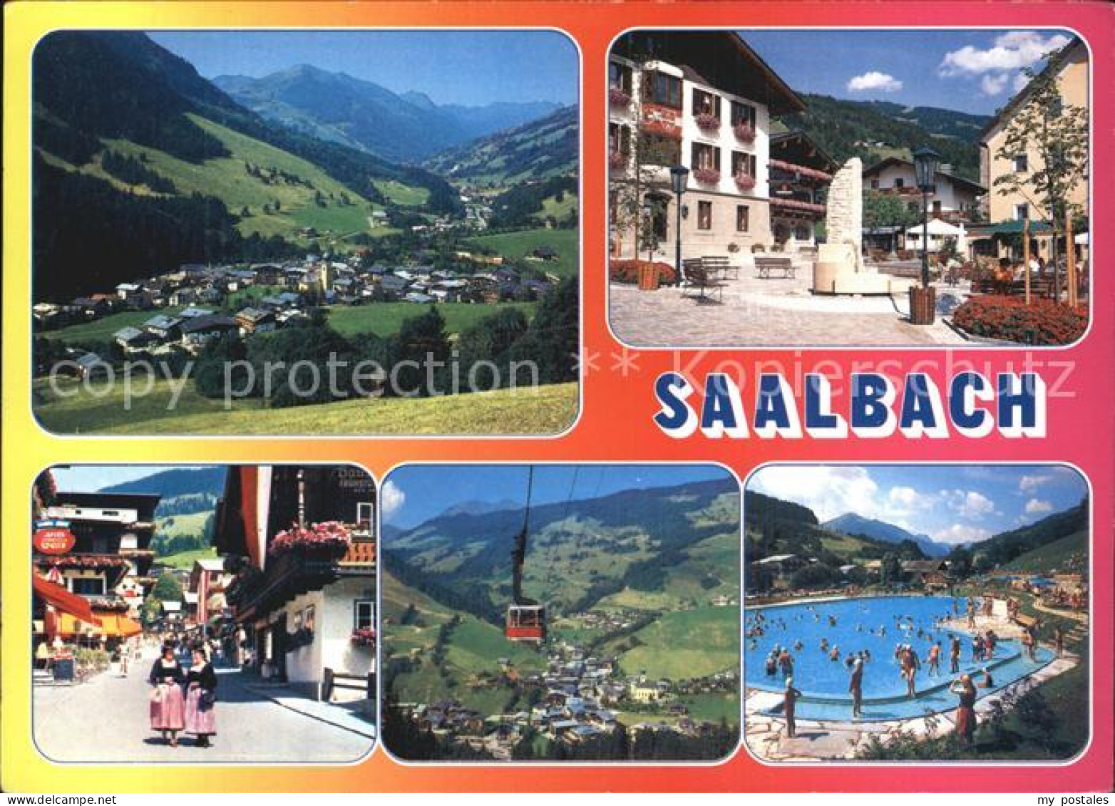 72517874 Saalbach-Hinterglemm Freibad Seilbahn Tracht Saalbach - Altri & Non Classificati