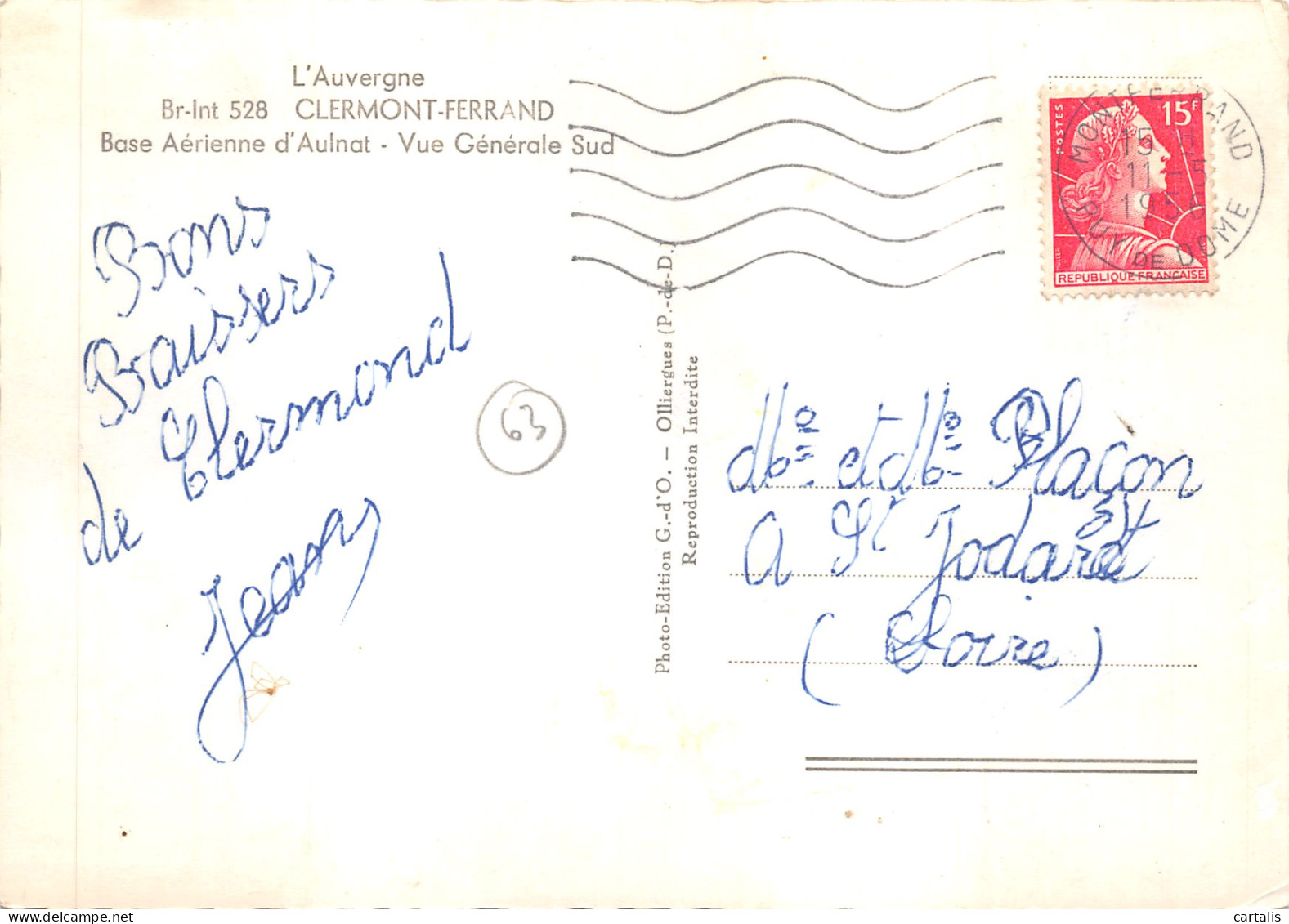 63-CLERMONT FERRAND-BASE AERIENNE-N 592-C/0383 - Clermont Ferrand