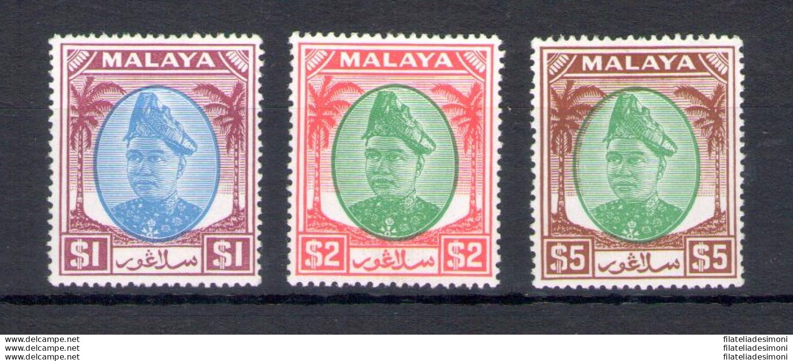 1949-55 Malaysian States - SELANGOR - Stanley Gibbons N. 108-110 - 3 Alti Valori - MNH** - Other & Unclassified