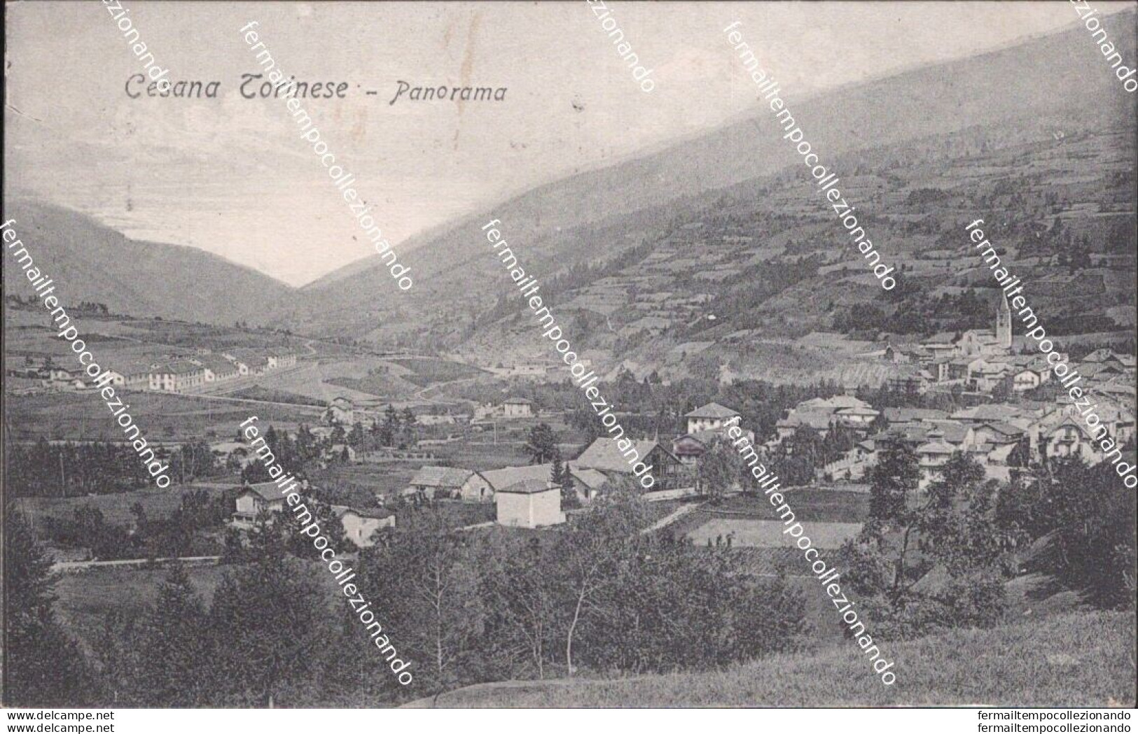 Cm583 Cartolina Cesana Torinese Panorama Provincia Di Torino 1914 - Autres & Non Classés