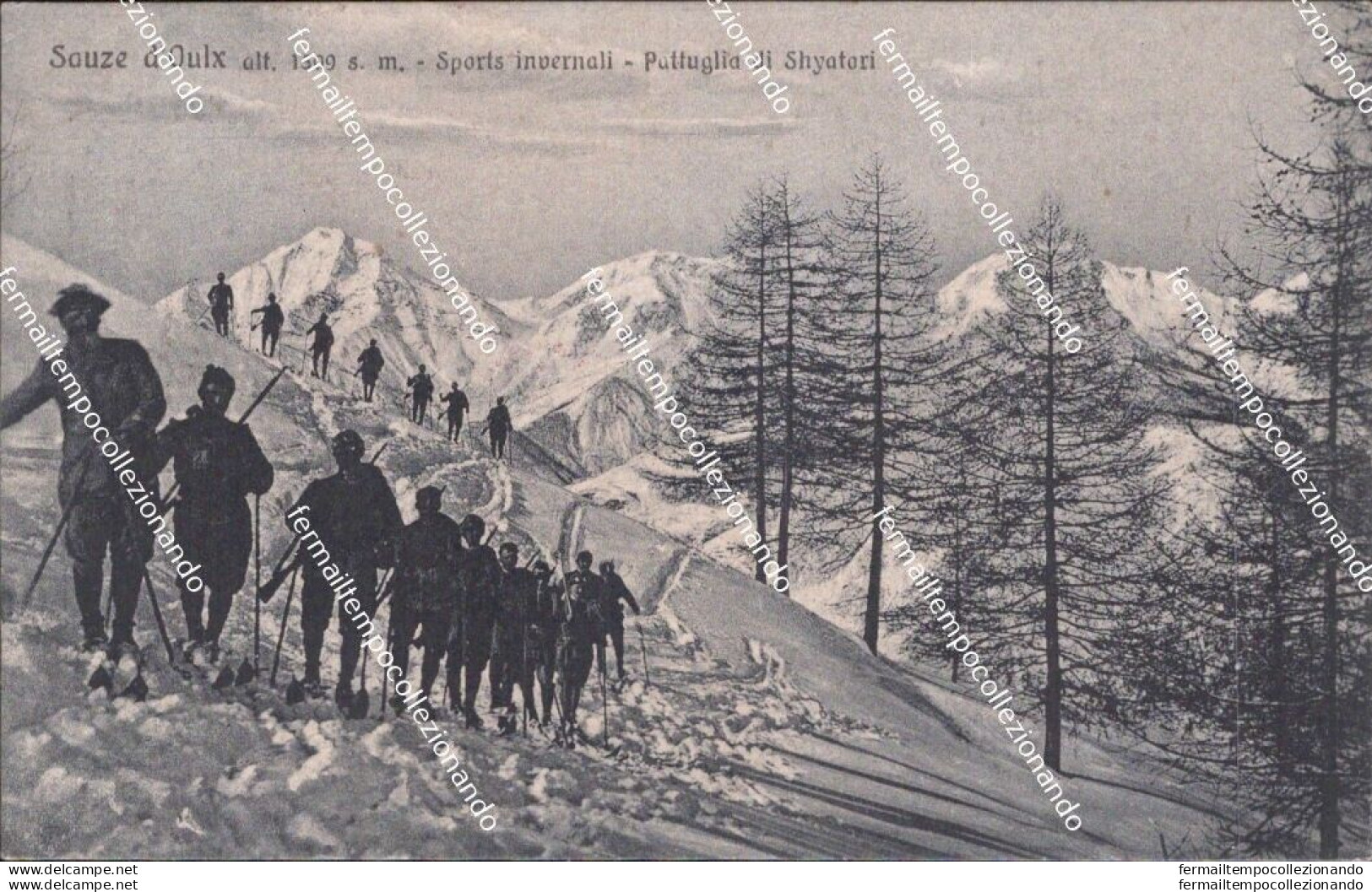 Cm574 Cartolina Sauze D'oulx Sport Invernali Pattuglia Di Shyatori Torino 1918 - Other & Unclassified