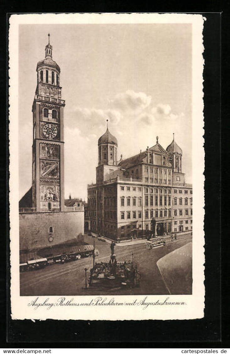 AK Augsburg, Rathaus Und Perlachturm Mit Augustusbrunnen  - Augsburg