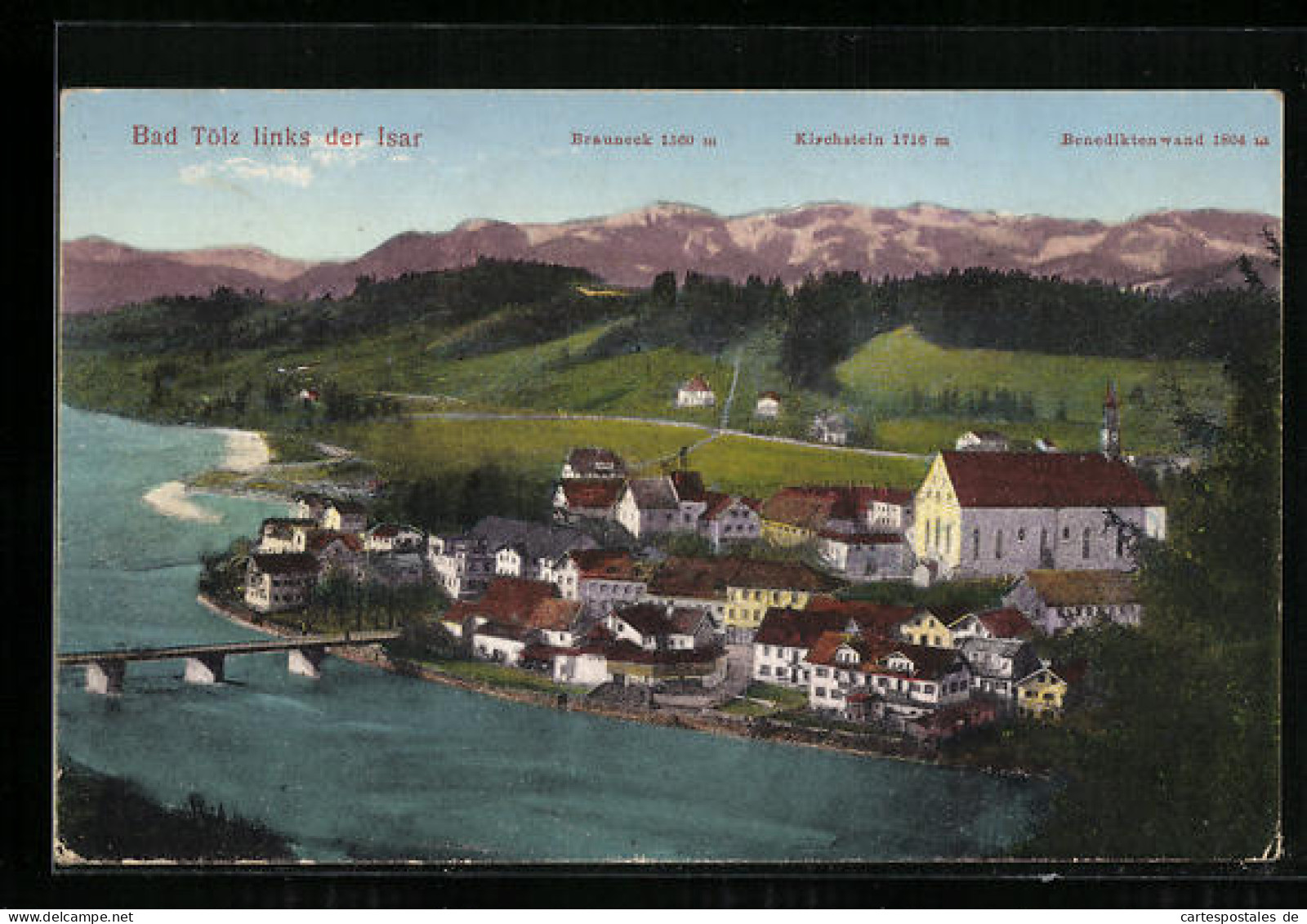 AK Bad Tölz, Ortsansicht Mit Isar Und Gebirge  - Bad Toelz