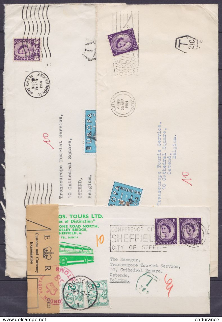 Grande-Bretagne - Lot De 7 Env. Pour Et Taxée En Belgique 1964 & 1967 - Briefe U. Dokumente