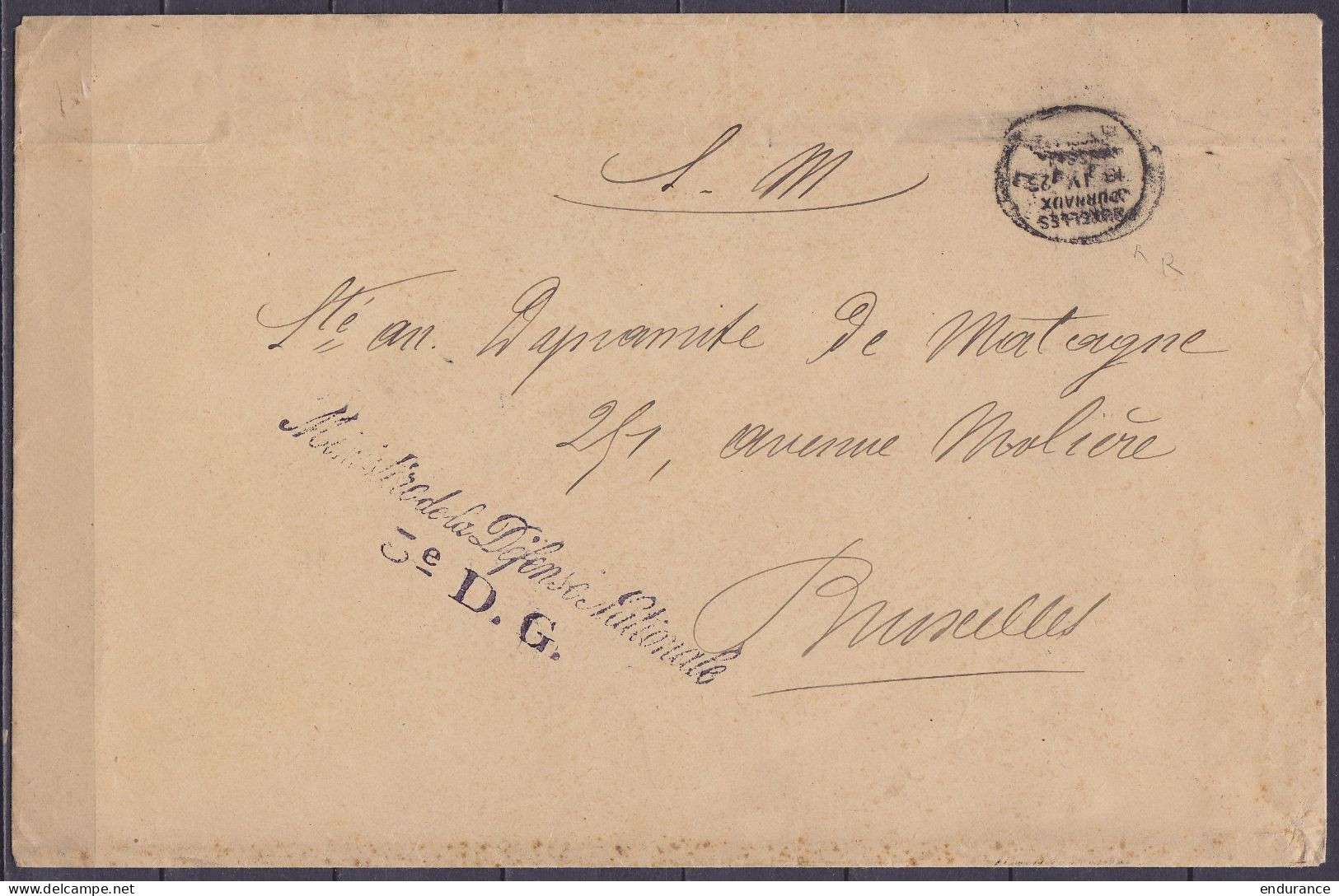 Gde Env. En Franchise S.M. Rare Càd Oval Bilingue "BRUXELLES / JOURNAUX /16 IX 1925/ BRUSSEL / DAGBLADEN" Pour E/V - Gri - Covers & Documents