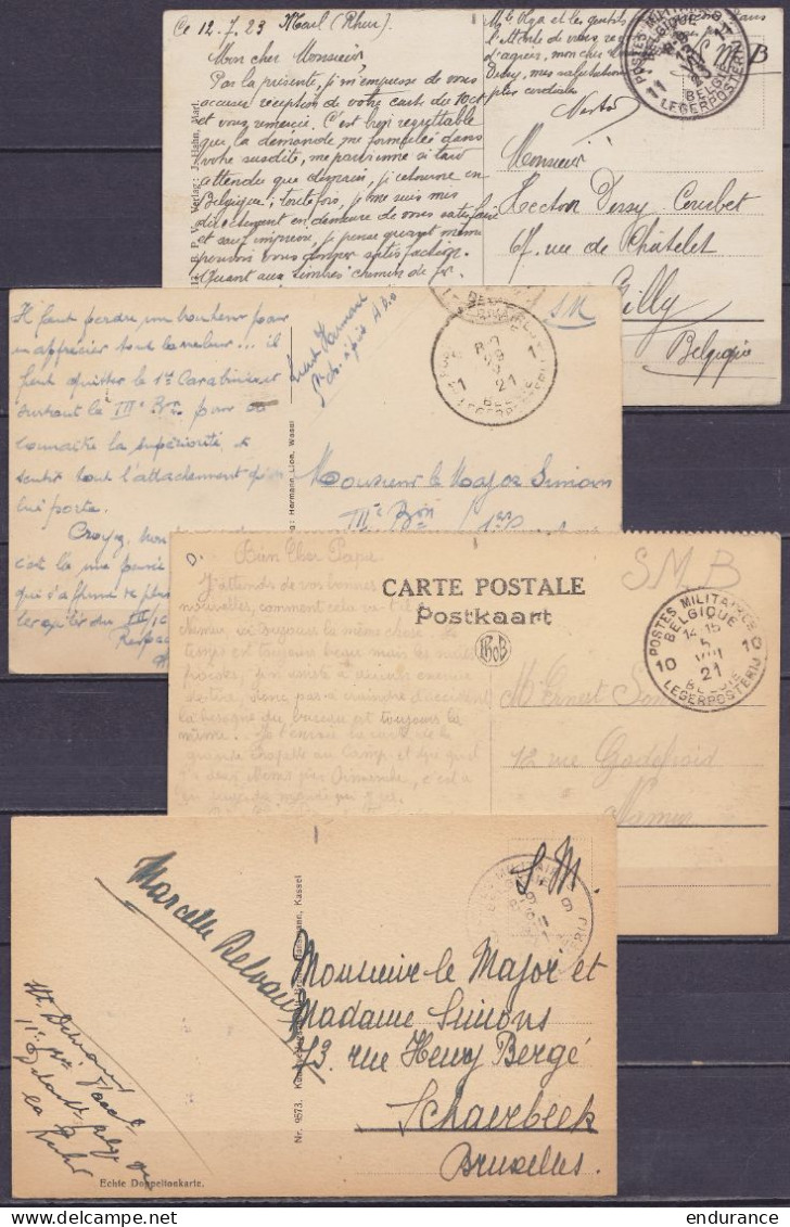 Lot De 21 CP En Franchise S.M. De Différents Bureaux Postaux Militaires Càd "POSTES MILITAIRES BELGIQUE/ BELGIË LEGERPOS - Lettres & Documents