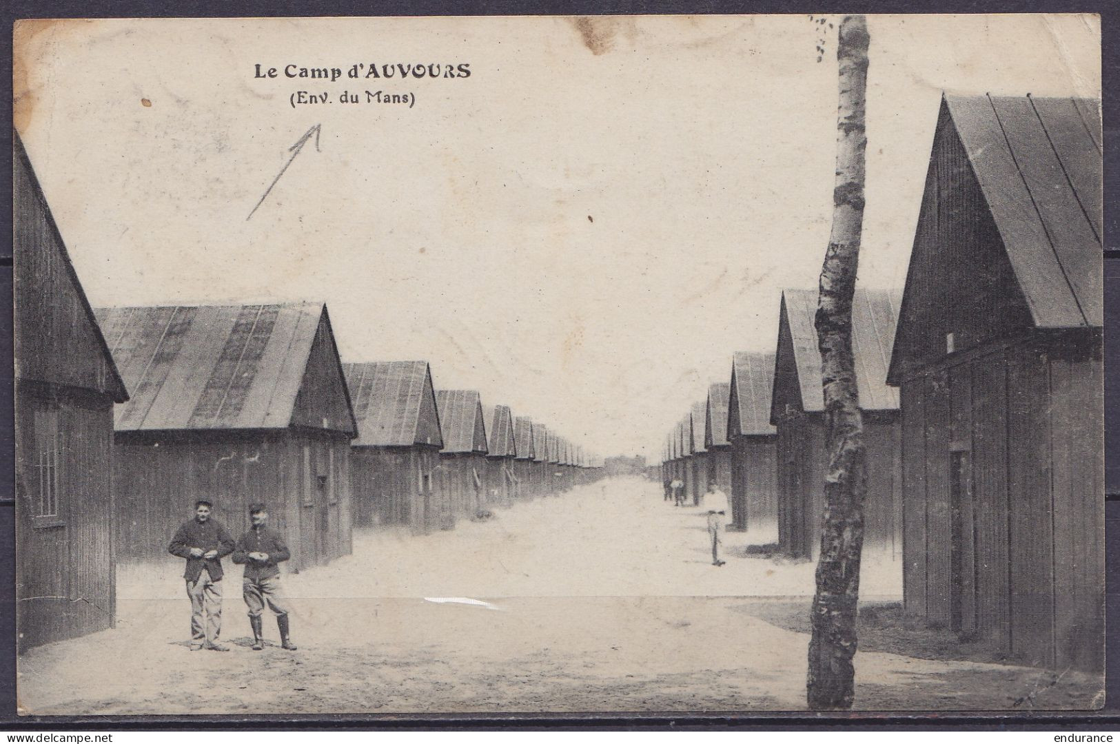 CP "Le Camp D'Auvours Le Mans" En Franchise S.M. Càd "POSTES MILITAIRES BELGIQUE 4/27 IX 1918/ BELGIË LEGERPOSTERIJ 4" P - Belgisch Leger