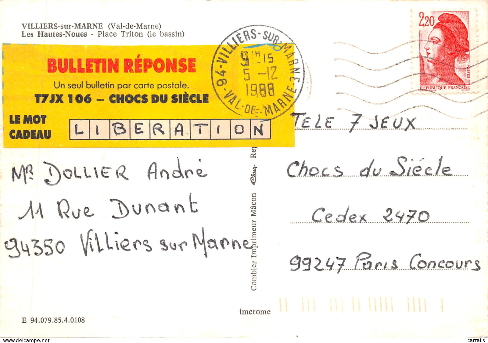 94-VILLIERS SUR MARNE-N 595-B/0113 - Villiers Sur Marne