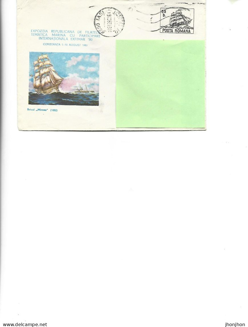 Romania-Postal St.cover Used 1980(293)-International Republican Exhib. With A Marine Theme EXFIMAR 80-Bricul Mircea - Postal Stationery