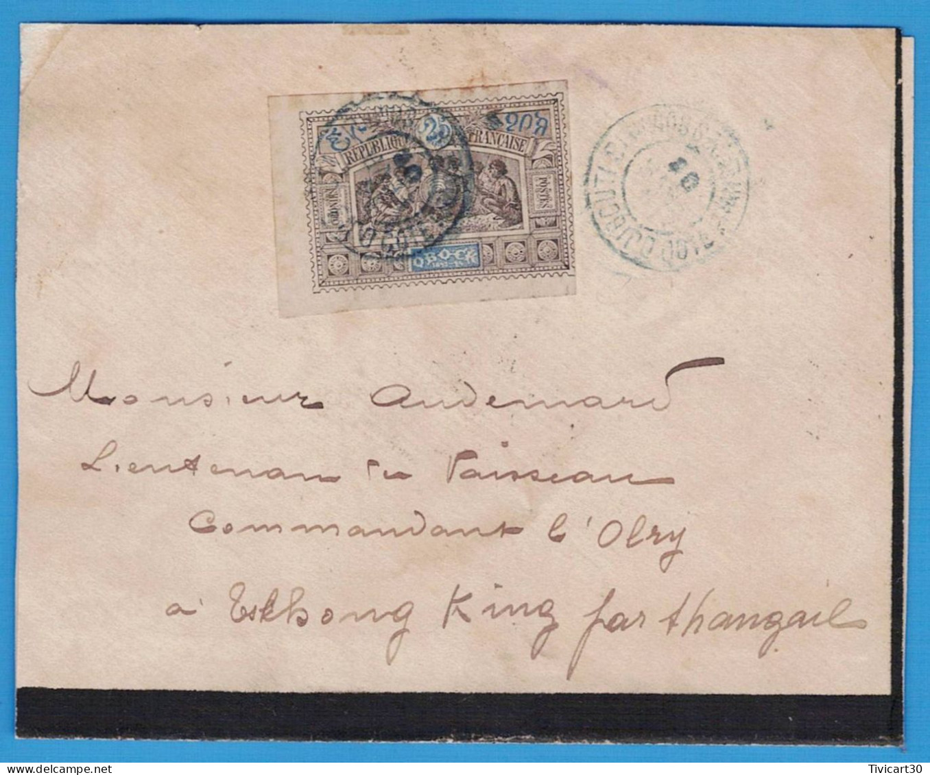 LETTRE COTE FRANCAISE DES SOMALIS - DJIBOUTI POUR TCHONG KING VIA SHANGAI - OBLITERATION 1903 - TIMBRE OBOCK 25 C. - Covers & Documents