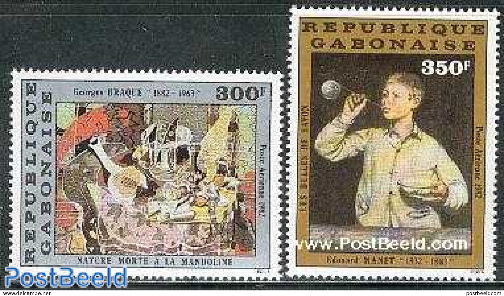 Gabon 1982 Braque & Manet Paintings 2v, Mint NH, Art - Modern Art (1850-present) - Unused Stamps