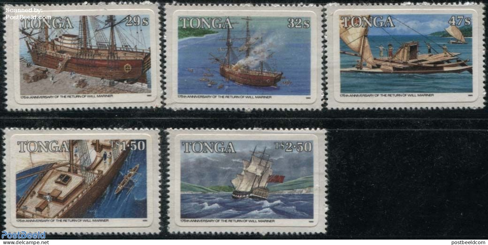 Tonga 1985 Will Mariner 5v Imperforated, Mint NH, Transport - Ships And Boats - Boten