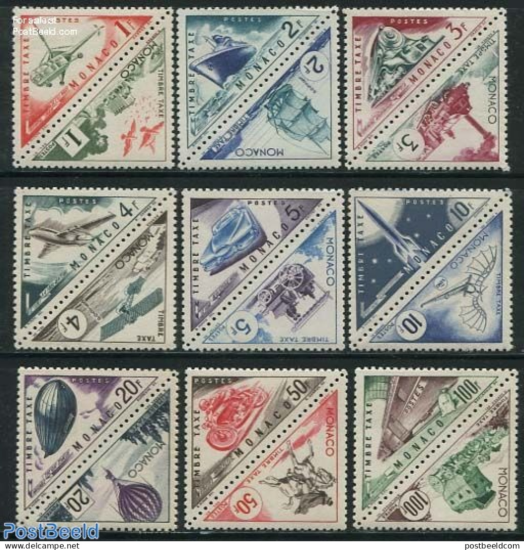 Monaco 1953 Postage Due 9x2v [:], Mint NH, Transport - Automobiles - Balloons - Helicopters - Motorcycles - Aircraft &.. - Other & Unclassified