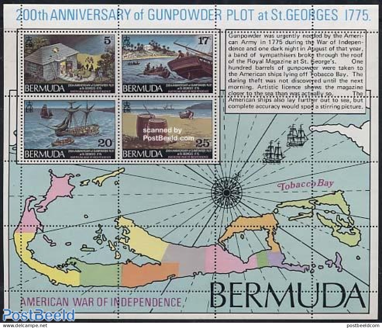 Bermuda 1975 St George S/s, Mint NH, Transport - Various - Ships And Boats - Maps - Ships