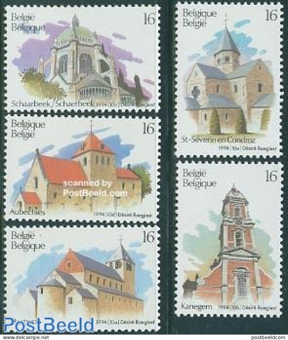 Belgium 1994 Tourism 5v, Mint NH, Religion - Churches, Temples, Mosques, Synagogues - Ungebraucht