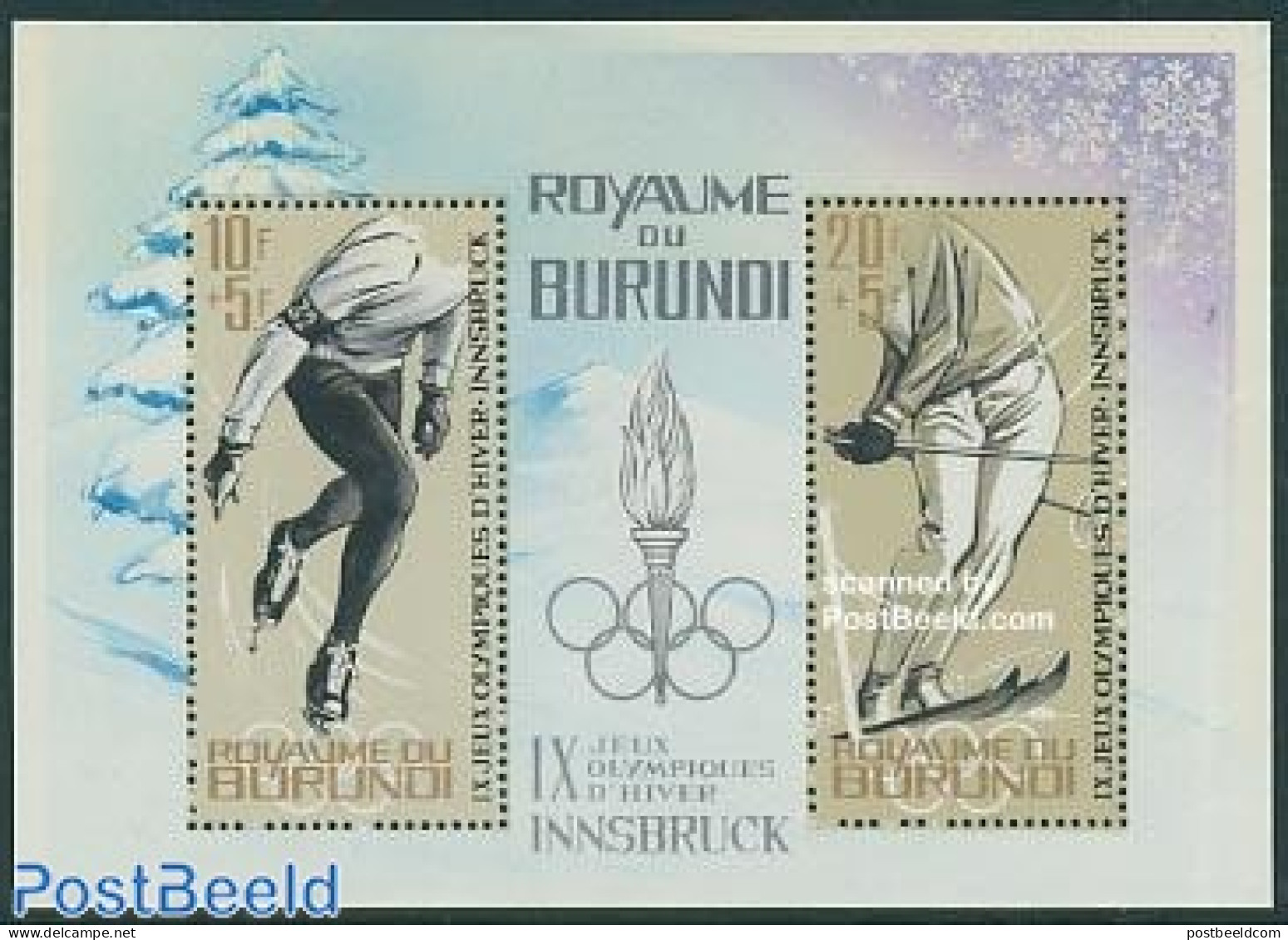 Burundi 1964 Olympic Winter Games S/s, Mint NH, Sport - Olympic Winter Games - Skating - Skiing - Sport (other And Mix.. - Skiing