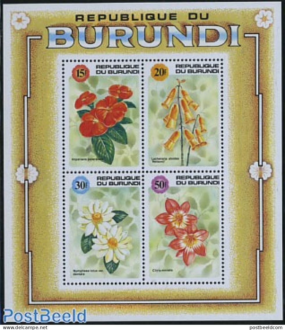 Burundi 1991 Flowers S/s, Mint NH, Nature - Flowers & Plants - Sonstige & Ohne Zuordnung