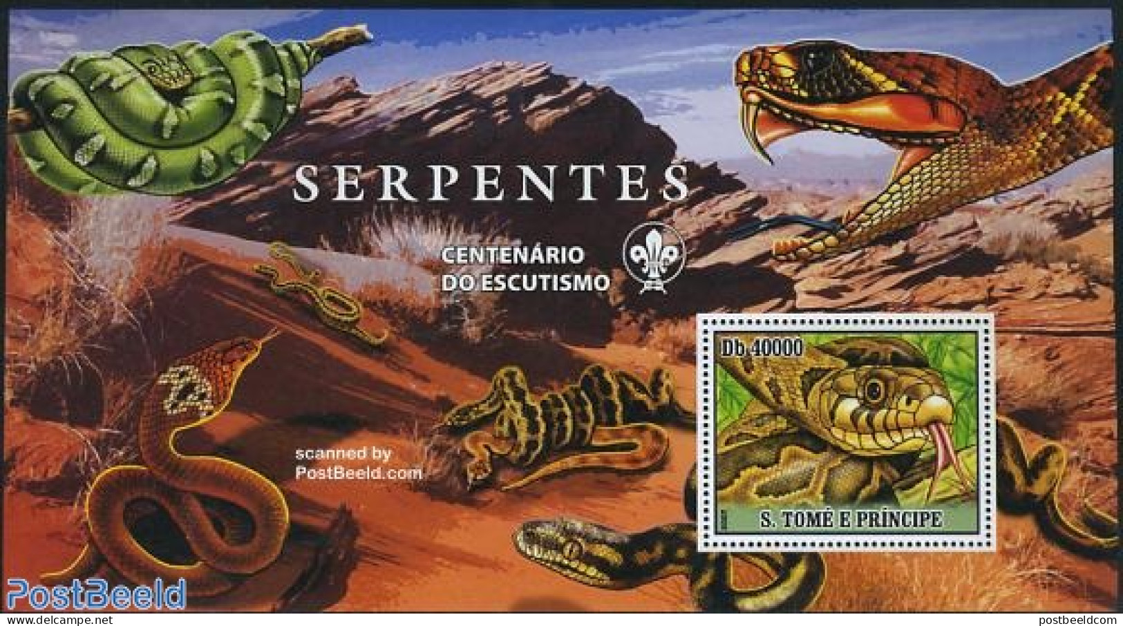 Sao Tome/Principe 2007 Snakes S/s, Mint NH, Nature - Reptiles - Snakes - Sao Tome And Principe