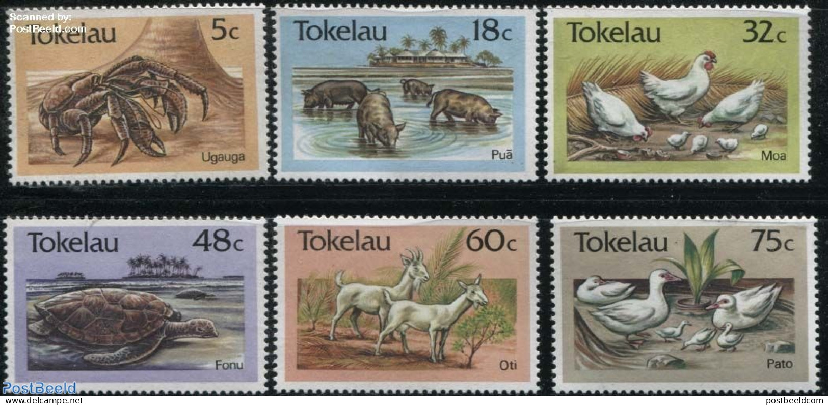 Tokelau Islands 1986 Animals 6v, Mint NH, Nature - Animals (others & Mixed) - Ducks - Poultry - Reptiles - Turtles - Tokelau