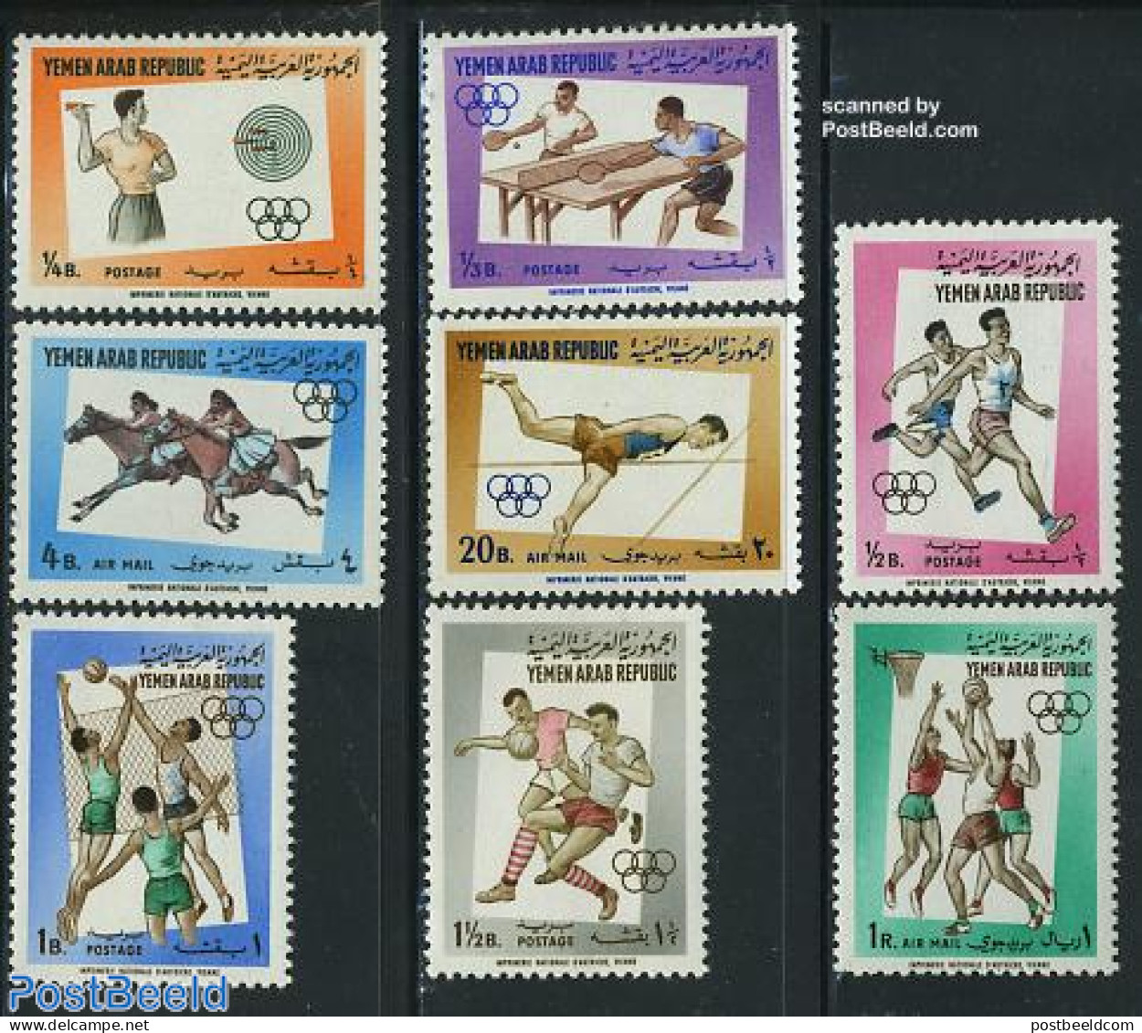 Yemen, Arab Republic 1964 Sports 8v, Mint NH, Nature - Sport - Horses - Athletics - Basketball - Football - Olympic Ga.. - Athletics