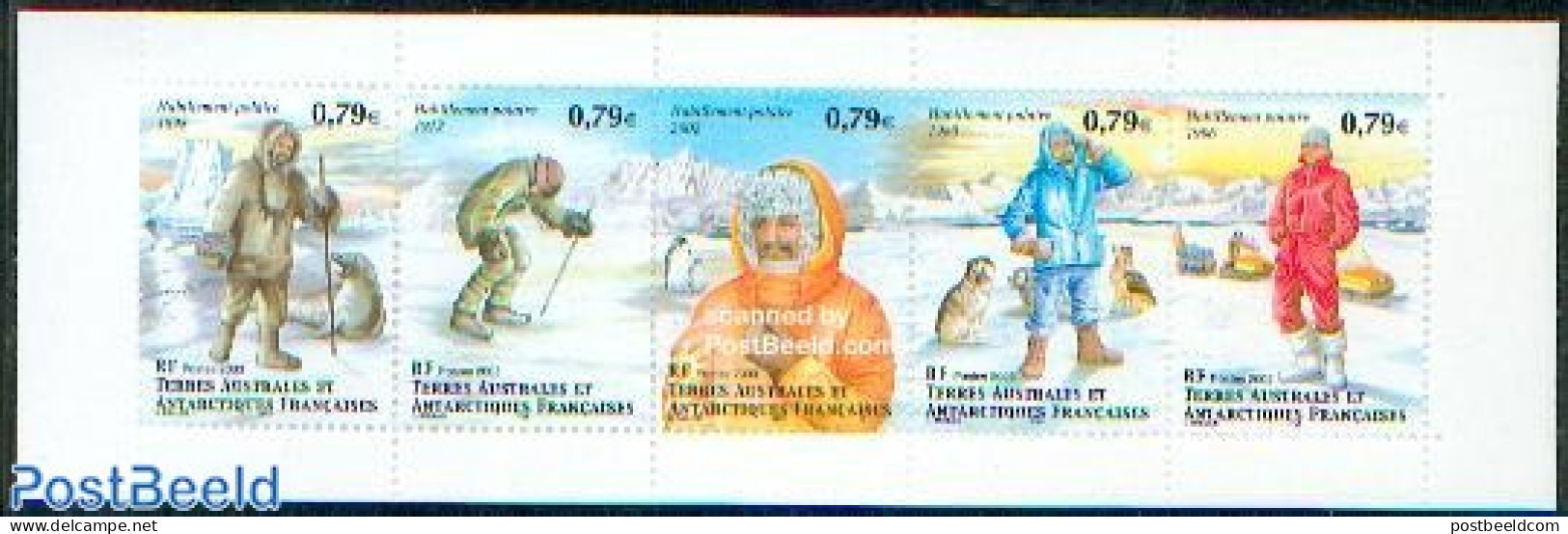 French Antarctic Territory 2003 Arctic Clothing 5v In Booklet, Mint NH, Nature - Dogs - Penguins - Sea Mammals - Stamp.. - Unused Stamps